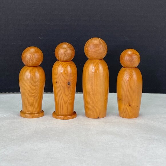 Vintage Wood Bird Figurines Removable Posing Heads Set of 4 - Picture 3 of 10